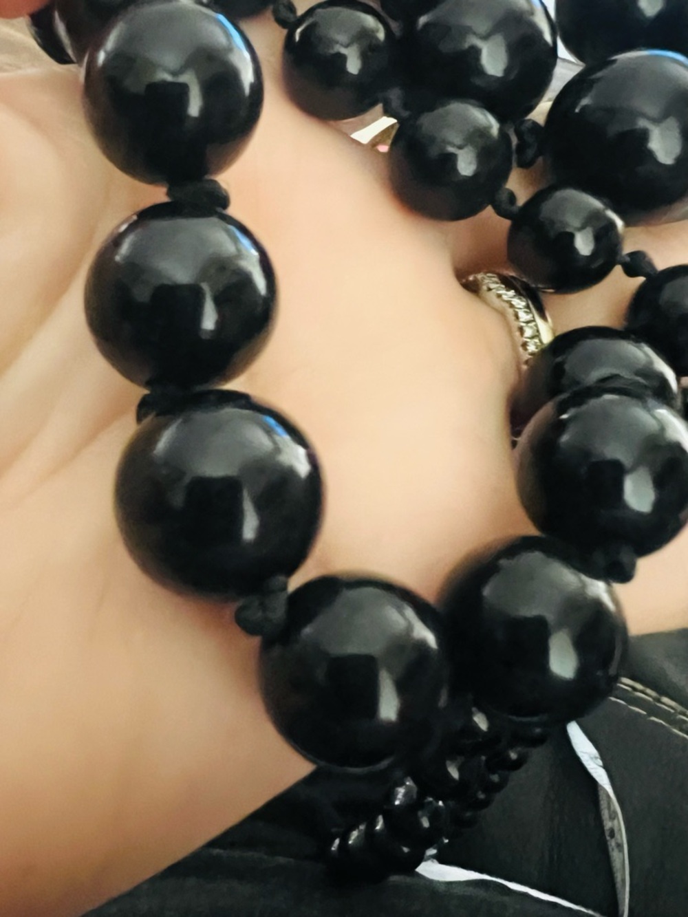 Classic Black Bead Necklace 18 inches - Picture 5 of 5